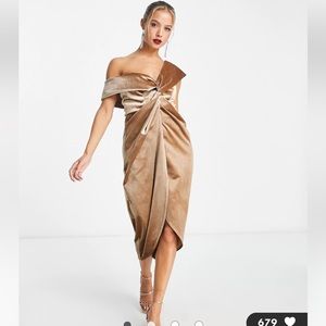ASOS Off-Shoulder Tan Dress